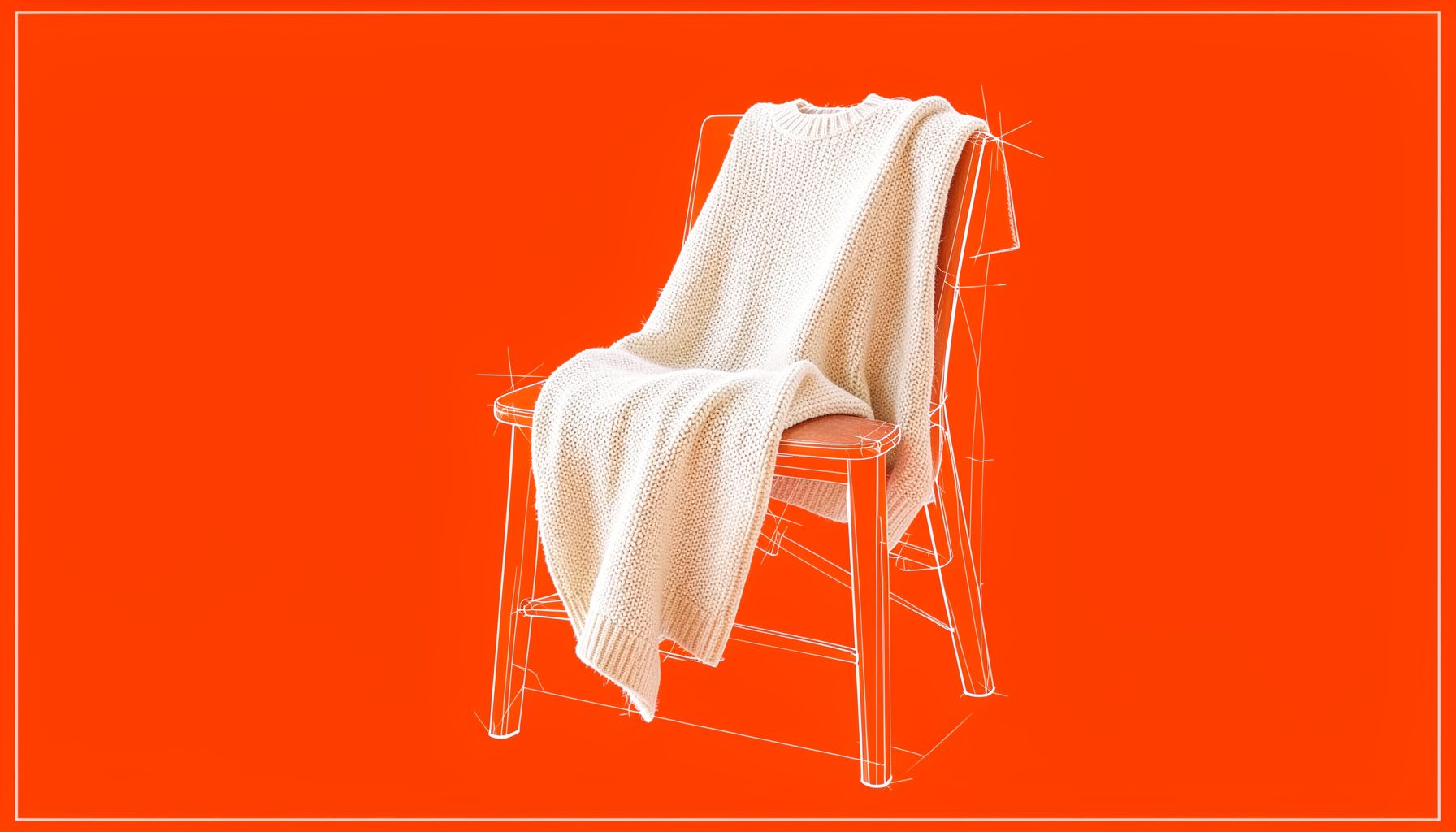 A lightweight knit sweater in cream, draped over a chair with natural light.