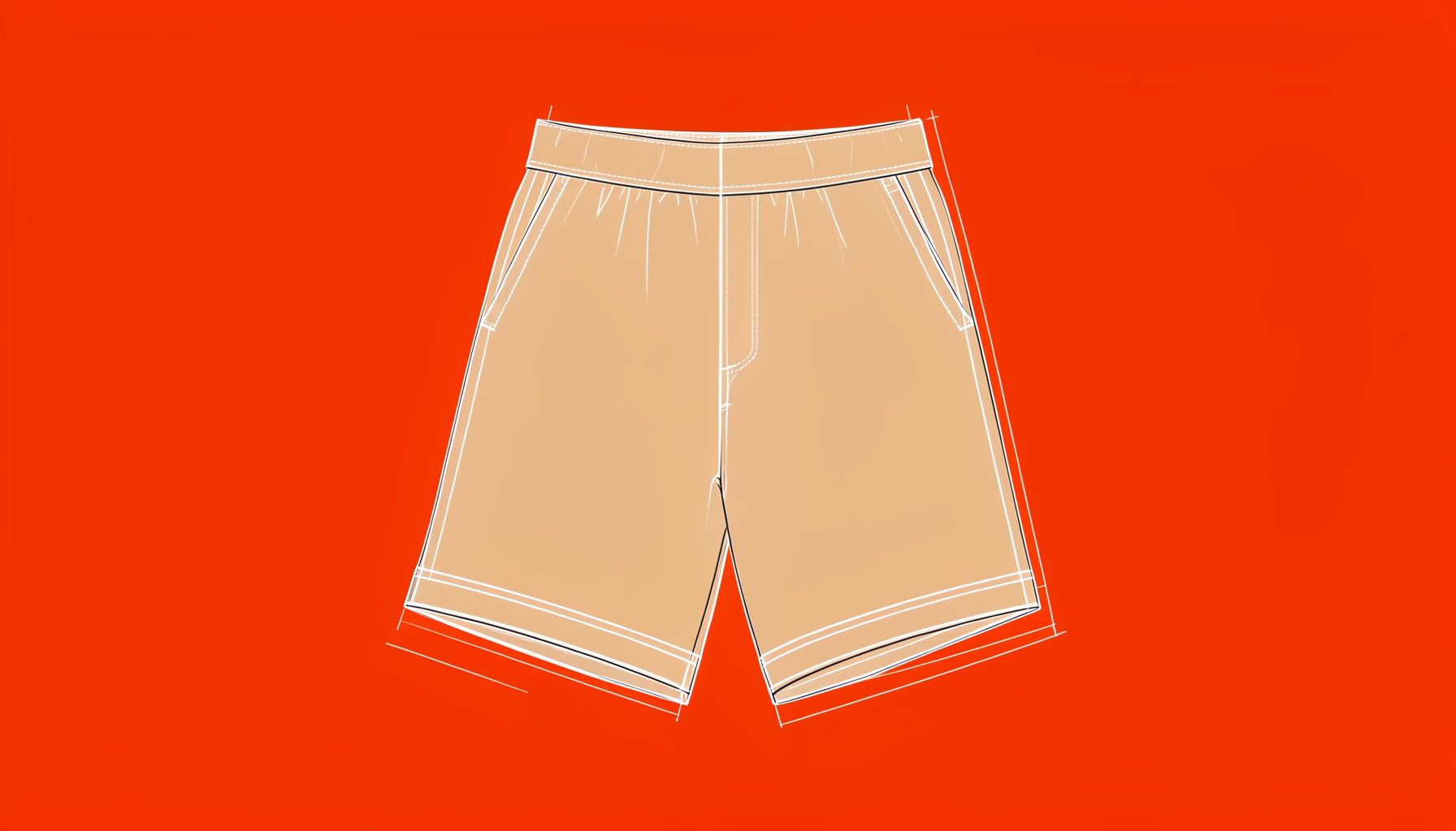 Tailored shorts in sandy beige, folded with a clean hemline visible.