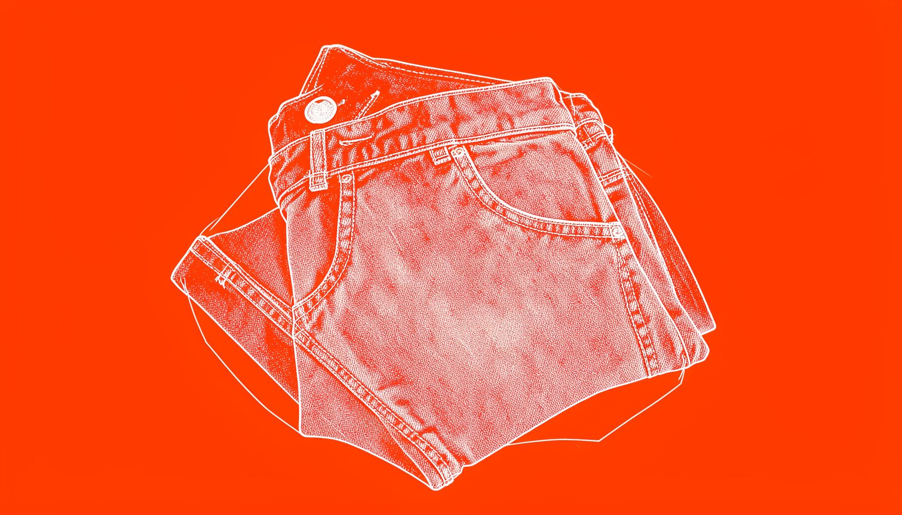 Classic denim jeans in light wash, folded with stitching detail visible.