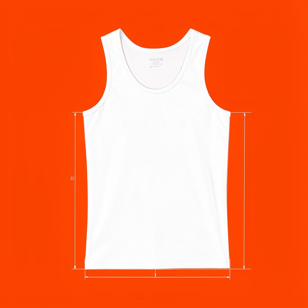 A white men's tank top with a clean athletic cut, photographed on a light surface