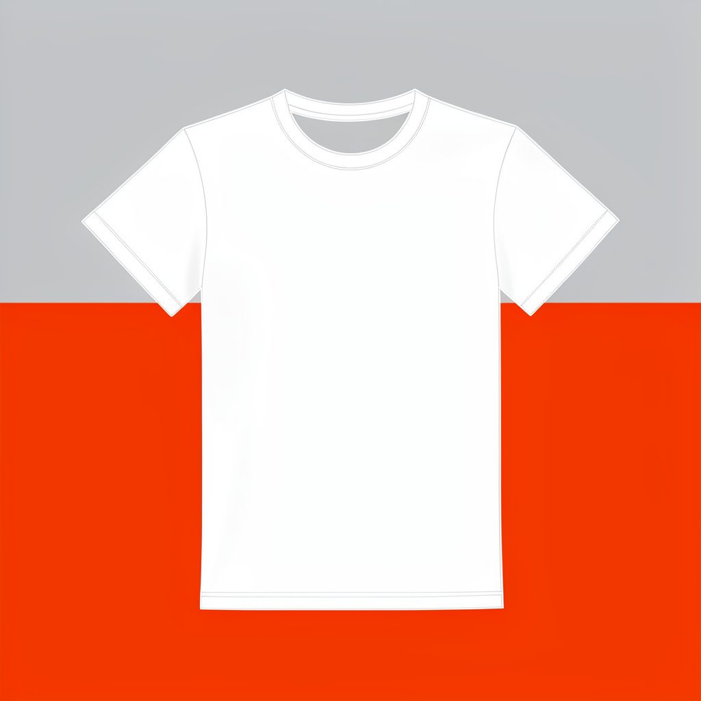 A crisp white short-sleeve t-shirt with a minimalist design, shown against a soft grey background